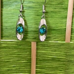 Silver and Blue Gemstone Earrings